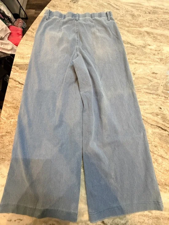 Serra Wide Leg Jeans Womens Medium Light Wash Pull On Denim Palazzo Pants - Picture 5 of 8